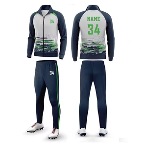 Ensemble de survêtement pour homme bleu dégradé à manches longues avec impression de numéro et de nom, fermeture éclair, ensemble de jogging sportif, vêtements d'automne, polyester respirant - Product Image 4