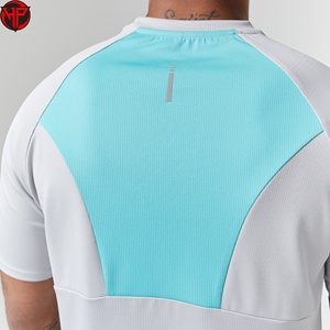 Conjunto Deportivo de Camiseta y Pantalones Cortos de Secado Rápido con Estampado Tejido para Hombre, Diseño de Bloques de Color en Contraste, Ropa Deportiva para Entrenamiento de Verano - Product Image 5