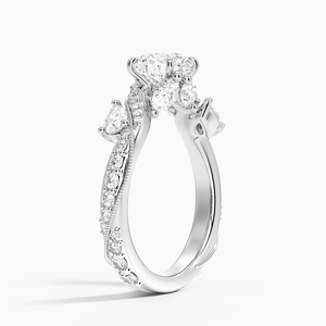 Bague SOJ 04 Coupe Ronde en Argent 925 Grand Camélia Diamant et Plaqué Rhodium Mariage 2ct Moissanite Couleur D VVS1 Certifiée GRA - Product Image 2