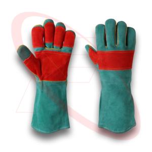 Guantes de trabajo de soldadura resistentes al calor de calidad superior de vaca divididos personalizados guantes de cuero de Pakistán - Product Image 1