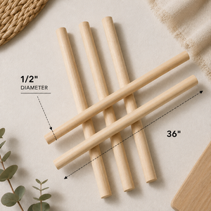 Varillas de Madera Maciza sin Acabado, Palos de Madera Natural, Diseño Contemporáneo Ecológico, Manualidades DIY, Carpintería, Baño - Product Image 2