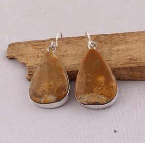 925 <b>Sterling</b> <b>Silver</b> Natural Bumblebee Jasper <b>Earrings</b> Yellow Jasper Teardrop <b>Dangle</b> <b>Earrings</b> Handmade Gemstone Jewelry Wholesale - Product Image 1
