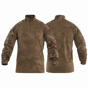 Veste de travail robuste à manches longues et col zippé, camouflage personnalisé, respirante, pour l'extérieur, avec poches et logo personnalisé - Product Image 5