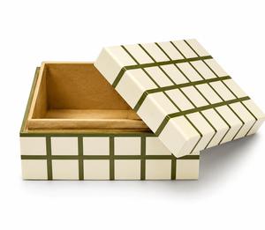 Caja de Joyería con Tapa de Madera y Resina Azul y Blanca, Porta Papel Decorativo para el Hogar, Hotel, Baño, Caja de Joyería con Tapa para Regalo - Product Image 2