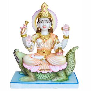 หินอ่อนสีขาวแกงก้ามาตามูร์ตี |   พระแม่กังก้า ดีวี พร้อมมาการ่า งานฝีมือทำมือ – มาลียาส - Product Image 1