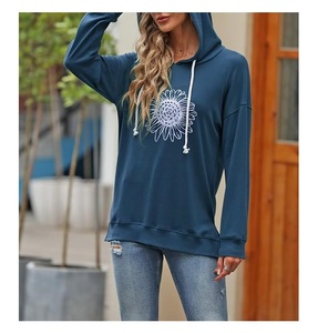 Nouveauté : Sweat à capuche pour femme en coton 100 %, manches longues, col tombant, imprimé, confortable, hiver, personnalisable - Product Image 1