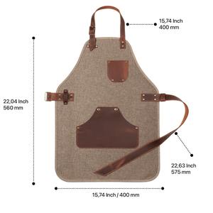 Delantal Industrial Duradero de Lona y Cuero con Cremallera, Ajustable, con Tirantes Cruzados, para Chef, Barista, Barbero, Carpintero, Taller, Modelo LCA-0046 - Product Image 4