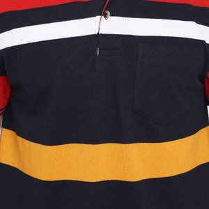 Chemise décontractée pour homme en coton tricoté à rayures, 100 % coton, avec poche poitrine, manches courtes, motif color block, coupe classique, séchage rapide - Product Image 6