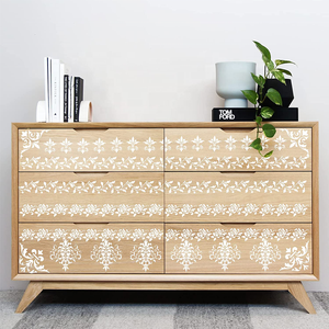 Grand <span class=keywords><strong>pochoir</strong></span> Mandala Vintage, modèles d'écriture, réutilisable, bordure de plumes, pochoirs de meubles, 8 pièces - Product Image 5