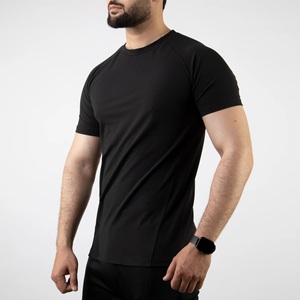 Camiseta de Manga Corta Negra para Hombre, Corte Ajustado, Cuello Redondo, Secado Rápido, Tejido de Punto, Estilo Casual - Product Image 3
