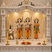Ensemble de statues traditionnelles en marbre de Ram Parivar, fabriquées à la main, de qualité supérieure, représentant le Seigneur Ram, Sita, Lakshman et Hanuman, pour la maison, le temple, le bureau ou le mandir.