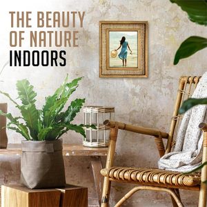 Rattan Picture Frame Photos | EACH UNIQUE Natural Fir Wood, Handwoven Rattan Mat, Boho Coastal Decor <b>Wall</b>/<b>Table</b> <b>Mount</b> - Product Image 3