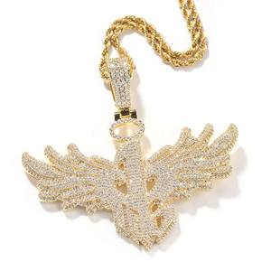 Pendentif Ailé de Luxe Hip Hop en Diamant pour Garçons, Collier Urbain Cool et Tendance, Bijou Charmant - Product Image 1