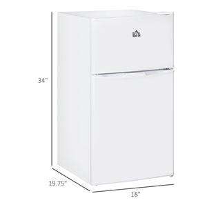 Mini Frigorifero Bianco 2-in-1 a Doppia Porta con Congelatore 3.2 Cu.Ft, Termostato, Ripiani Regolabili, Installazione Libera - Product Image 3