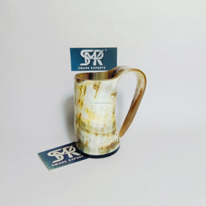 Taza de cerveza de cuerno africano de piel Natural, recipiente para beber hecho a mano para Fiestas Medievales vikingas, amantes de la cerveza y ocasiones especiales - Product Image 4