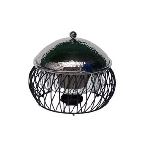 Artisan Silver Casserole Premium Food Warmers Stainless Steel <b>Buffet</b> <b>Server</b> with Interlocking Geometric Circle Pedestal - Product Image 1