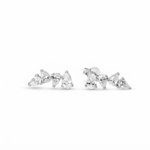 Pear Lab Grown Diamond <b>Drop</b> Cluster Stud Earrings 10K 14K 18K Solid Gold Teardrop Crawler Climber Jewelry Fashion Stud Earrings - Product Image 2