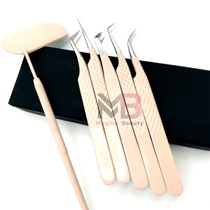 5 pinces à épiler en acier inoxydable de haute précision et durables pour extensions de cils - Product Image 3