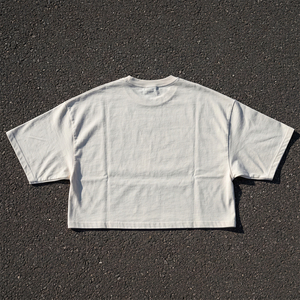 Camiseta Corta Oversize para Hombre, Cuello Redondo, Estampado de Letras, Algodón Jersey, Blanca - Product Image 2