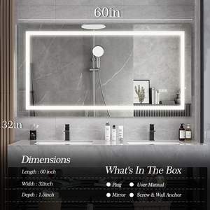 Modern Frameless 60\" X 32\" LED Bathroom Mirror Anti-Fog Touch Sensor Wall Mirror for <b>Vanity</b> Dressing-for Bathroom <b>Bedroom</b> - Product Image 4