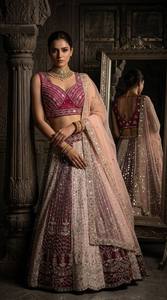 Conjunto de Lehenga Choli de red bordada Divyam Creation, estilo tradicional de boda hasta el suelo, para mujer, estilo India Pakistán, con Spandex - Product Image 5