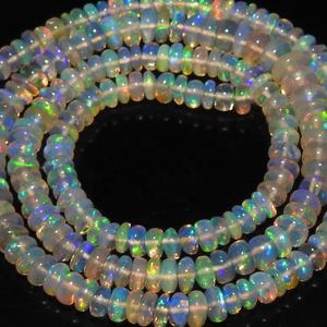 Opal etíope Multi Flashy Fire Smooth Roundel Bead 16 pulgadas Strand 4-5MM Piedra suelta hecha a mano para la fabricación de joyas Piedra natural - Product Image 1