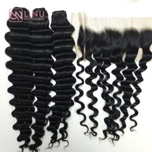 Prix d'usine-100% paquets de cheveux vietnamiens vierges bruts vague profonde couleur naturelle perruques de cheveux trame de génie - Product Image 1