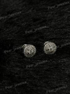 Round VVS Moissanite <b>Silver</b> <b>Stud</b> Earrings Custom Baguette Cluster Halo Earrings For Men Women 925 Sterling <b>Silver</b> - Product Image 4