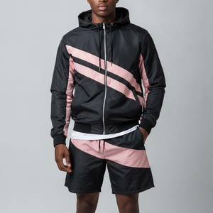 Ensemble de survêtement coupe-vent deux pièces personnalisé pour homme 2026 – Short et veste zippée à capuche en nylon - Product Image 5