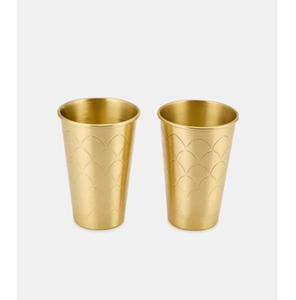 ชุดแก้วทองเหลืองหรูหรา 2 ใบ แก้วเหล้าแต่งงานทำมือ ดีไซน์โค้ง กำลังขายดี - Product Image 4
