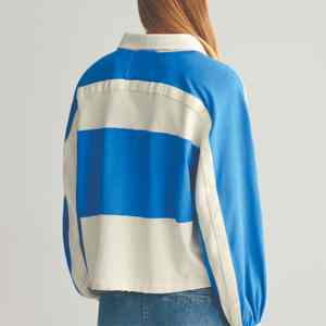 Chemise de rugby pour femme 100% coton, chemise de rugby à manches longues pour femme, chemise rayée pour femme, chemise à blocs de couleur rayée - Product Image 4