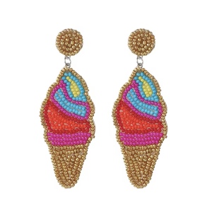 Pendientes de cuentas doradas con diseño verde botella, estilo europeo americano, para fiesta, accesorios de ropa occidental al por mayor - Product Image 2