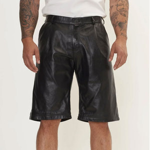 Pantalones cortos de cuero para hombre de alta calidad con logotipo personalizado, bajo MOQ, hechos de poliéster, fabricados en fábrica, a la venta. - Product Image 1