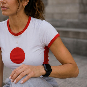 เสื้อยืดผ้าโพลีเอสเตอร์ผ้าสแปนเด็กซ์กันหลุดลายธงประเทศสำหรับ Y2K - Product Image 3