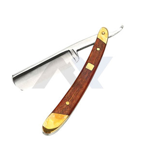 Navaja de Afeitar Plegable de Acero Inoxidable Estilo Turco, Navaja de Afeitar Manual con Mango de Madera para Uso en Salón y Hogar - Product Image 2