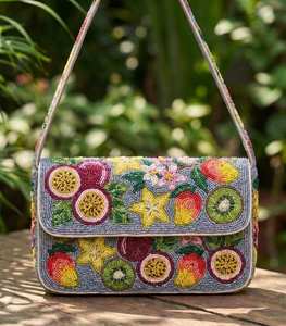 Classic Style Seed Beaded Clutch Bag Wholesale Elegant <b>Colourful</b> Floral Beaded Crossbody Bag Modern Party Wedding Shoulder Bag - Product Image 5