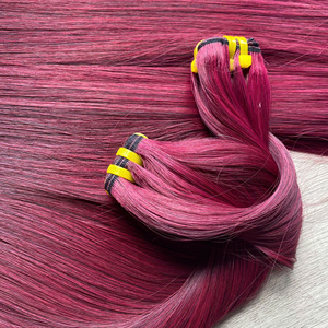 ผมต่อแบบคู่สีเบอร์กันดีแบบช่อเดียวสำหรับต่อแบบมีลูกไม้แท้100% เวียดนาม - Product Image 1