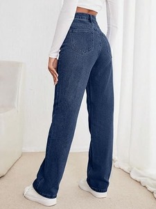 Abdul Royal World Export Women's <b>Boot</b> Cut Jeans Mid Waist Knee-Length Regular Fit Vintage Wash Eco-Friendly Cotton Denim Dark - Product Image 2