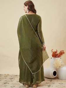 KURTI WITH PLAZZO & DUPATTO Product Details <b>Kurta</b> Fabric Crunchy <b>Silk</b> TOP LEBGTH 32 Plazzo Fabric - Product Image 4