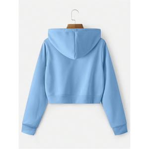 fully customized wholesale Latest Fashion Long Sleeve Crop <b>Top</b> Hoodie Women Customize Logo Printed Hoodies for Sale - Product Image 2