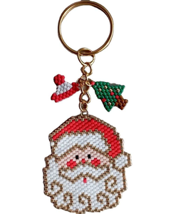 Porte-clés artisanal en perles de rocaille motif étoile – Cadeau de mariage écologique bleu marine/marron doré par MULTI CRAFT - Product Image 4