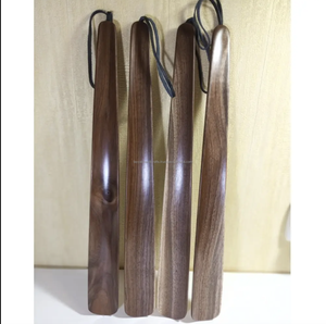 Custom Logo Wooden <b>Shoe</b> <b>Horn</b> <b>Long</b> Curved Handle with Hanging Hole - Product Image 4