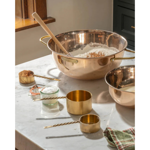 Modern Stylish Metal <b>Measuring</b> <b>Cups</b> And Spoon <b>Set</b> 4 Piece In A <b>Set</b> With Twisted Wire Handle Gold Color Shiny Polished <b>Set</b> - Product Image 4