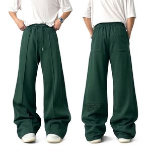 Pantalon de survêtement contemporain pour homme avec surpiqûres contrastées, coupe oversize, jambe large, style décontracté urbain, taille élastique, idéal pour la détente - Product Image 6