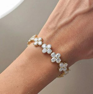 Oval Cut Moissanite Stone <b>Charm</b> Bracelet in 925 Sterling <b>Silver</b> Gold Plated Luxury Handmade Fine Jewelry Gift for Women - Product Image 1