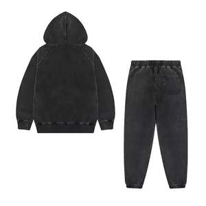 Ensemble de survêtement homme de haute qualité en coton délavé à l'acide, style streetwear hiver, avec logo personnalisé, fabricant OEM - Product Image 2