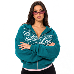 Hoodies en coton en gros, 320 g/m², en molleton bouclette, coupe décontractée avec cordon de serrage pour les détaillants de vêtements - Product Image 2