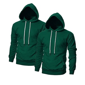 Sudadera con Capucha Verde Sólido para Hombre, Corte Regular, Informal, Tejida, con Bolsillo, para Otoño - Product Image 1