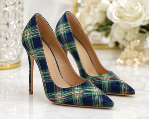 Zapatos de Tacón Alto Tipo Stiletto con Diseño Escocés para Mujer, Ideales para Bodas y Fiestas, con Logotipo Personalizable - Product Image 1