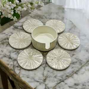 Posavasos de Concha de Capiz con Soporte, Juego de Vasos Elegantes con Incrustaciones de Sunshine - Product Image 5